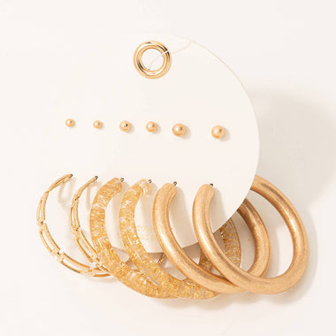 Matte Tube Hoop Earrings Set