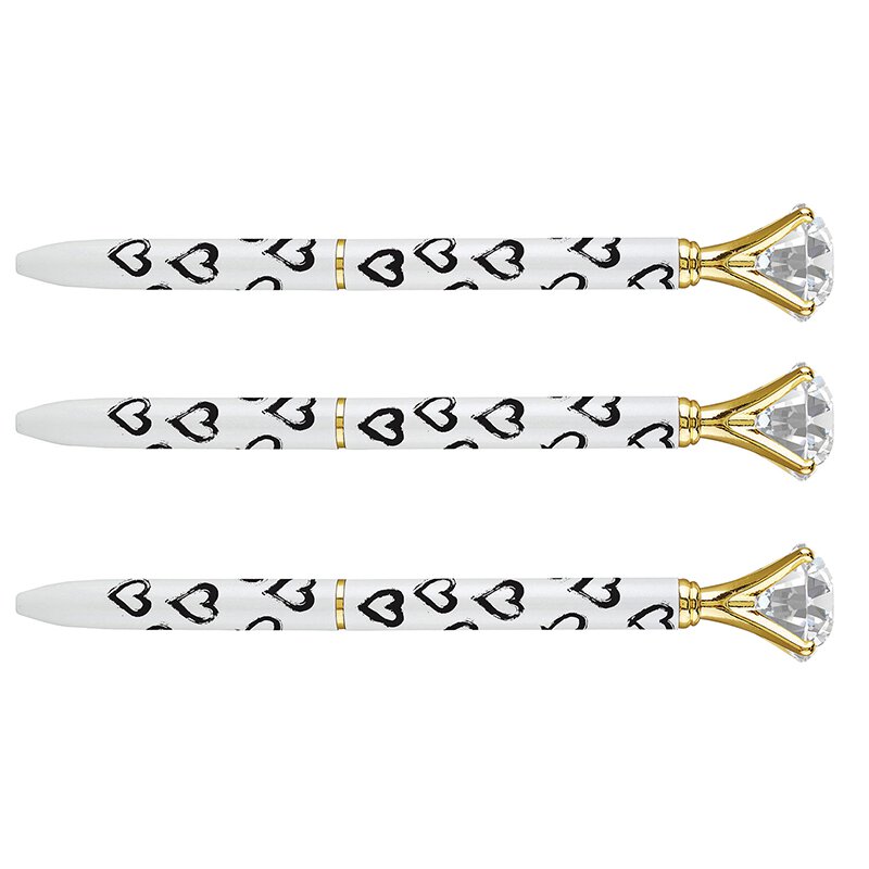 Gem Pen - Black & White Hearts