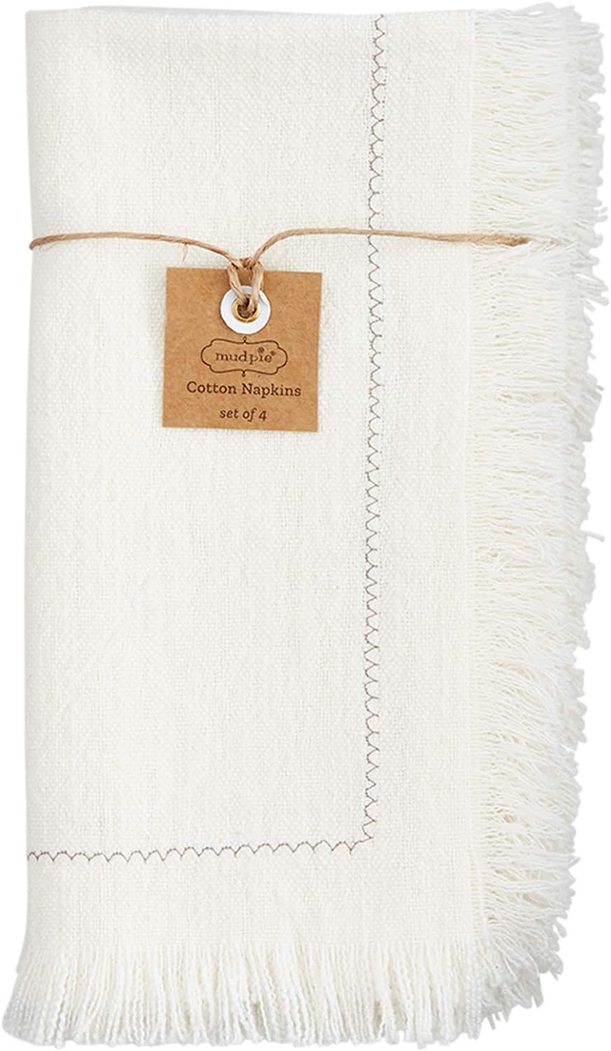 White Cotton Napkins with Embroidery