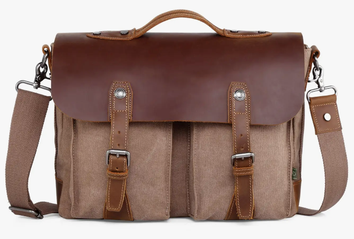 Hudson Canvas Messenger Bag - Brown