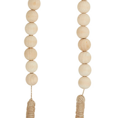 Natural Wood Beads with Jute Tassel