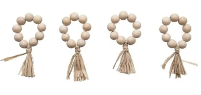 Wood Bead Napkin Rings - Set of 4