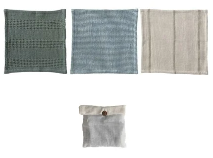 Cotton Waffle Weave Dishcloths - Set of 3 in Bag