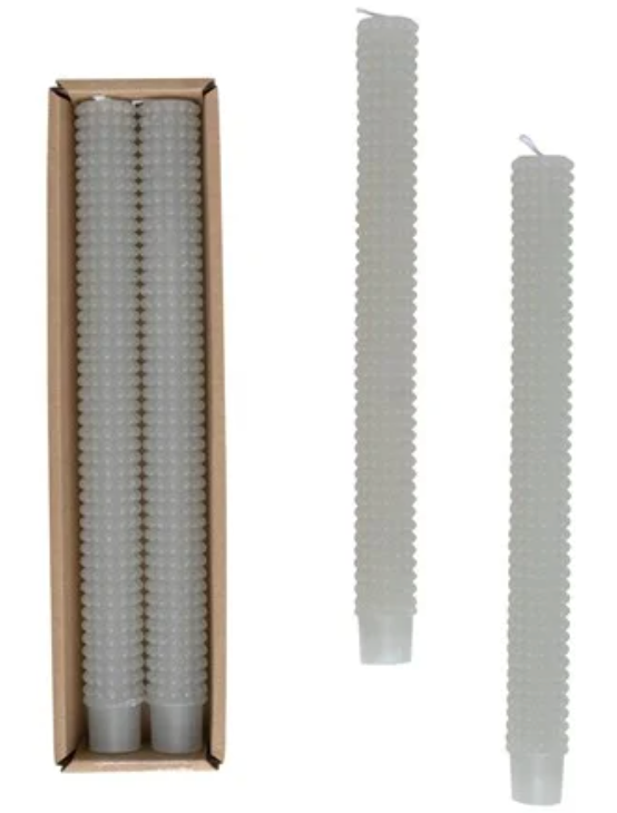 Set of 2 Unscented Hobnail Taper Candles