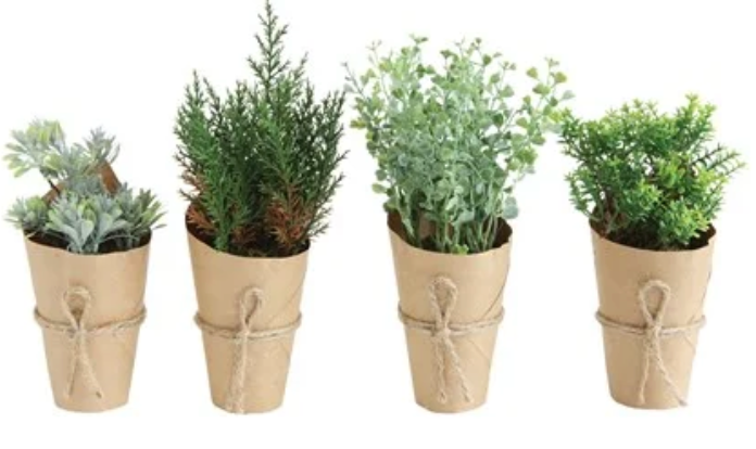 Faux Plant in Paper Wrapped Pot