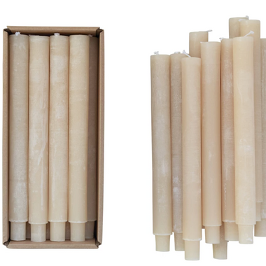 Set of 12 Unscented Powdered Taper Candles in Box
