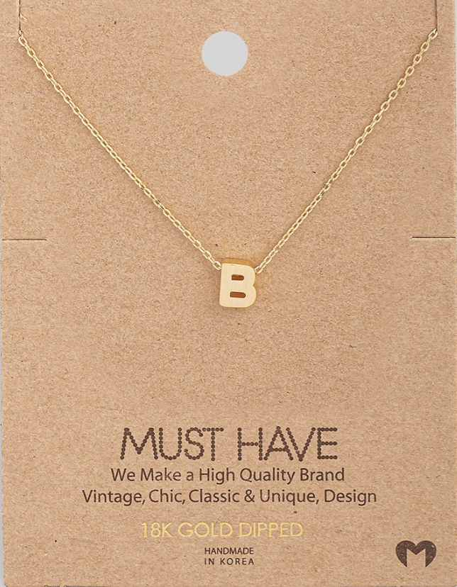 Initial B Pendant Necklace - Gold