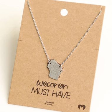 Wisconsin State Necklace - Silver