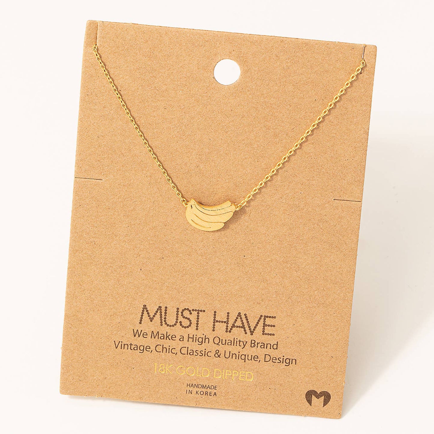 Dainty Banana Pendant Necklace - Gold