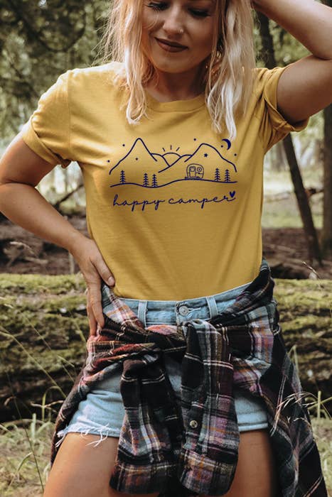 Happy Camper Tee- Sky Blue