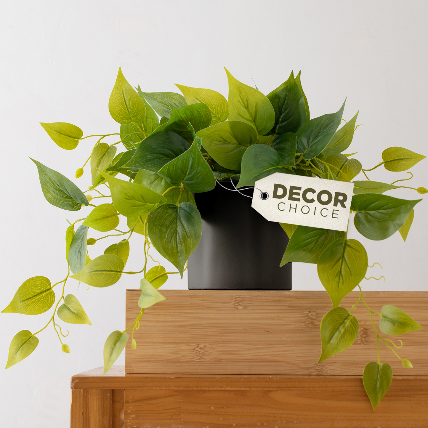 Pothos in Black Pot - Faux Indoor Plant