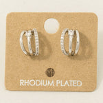 Pave Layered Hoop Huggie Earrings - Silver