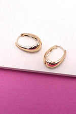 Oval Chunky Huggie Hoops - Gold