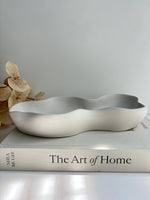 Wavy Oblong Concrete Tray - Off White
