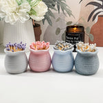 Ceramic Match Holder With Striker & 3" Matches - Light Gray