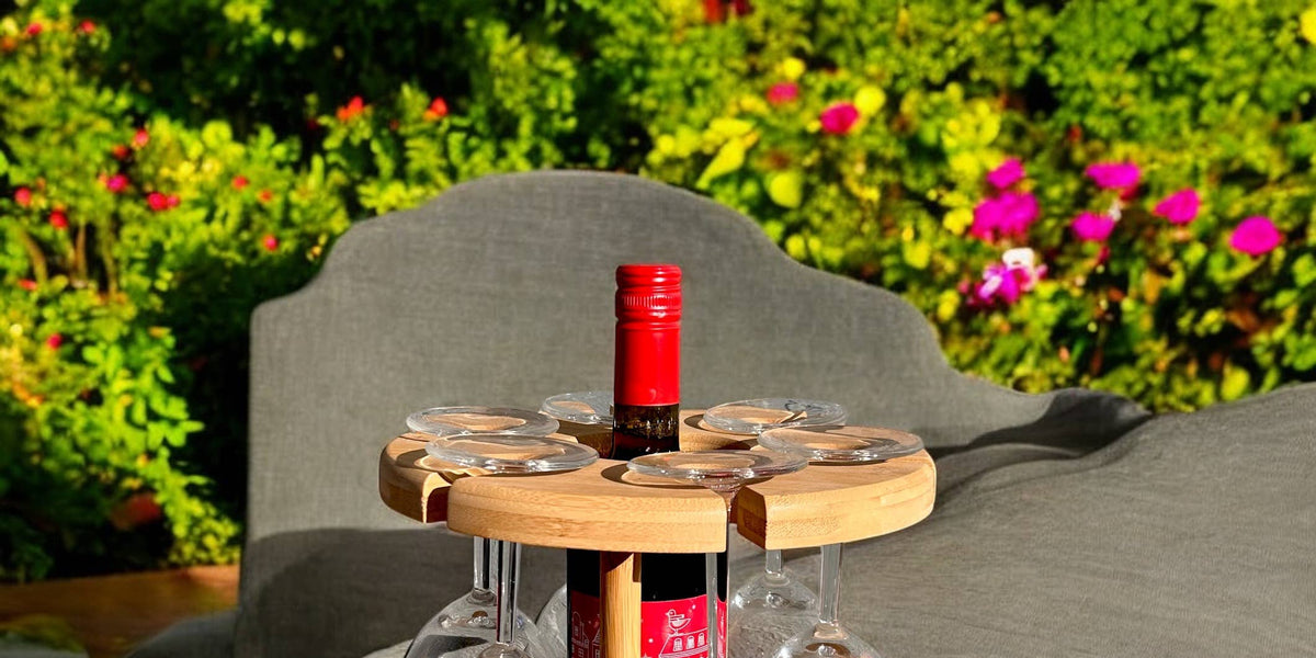 Bamboo Wine Glass and Bottle Holder – Linen & Clove