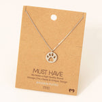 Paw Print Pendant Necklace - Silver