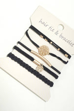 Boho Knot Bracelet and Hair Ties - Navy