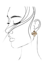 Hammered Flower Stud Earrings - Gold