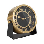 Black/Gold Metal Round Table Clock