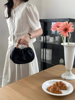 Mini Wood Handle Purse Crossbody Bag (Curve Bottom): Black