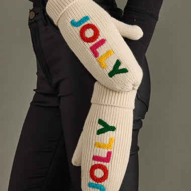 Beige Jolly Knit Mittens
