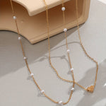 Pearl and Heart Layered Necklace - Gold