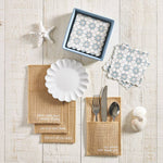 Ceramic Tray + Napkins - Blue Tile