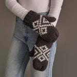 Dk. Gray & White Patterned Mittens