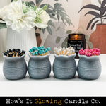 Ceramic Match Holder With Striker & 3" Matches - Light Gray