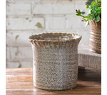 6" Brown Speckled Scallop Edge Vase