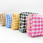 Brown Gingham Cosmetic Bag