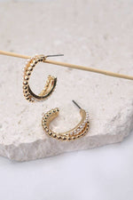 Interwine Pearl Ball Crossover Earrings - Gold