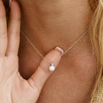 Sterling Silver Pearl & Zirconia Pendant Necklace - Gold
