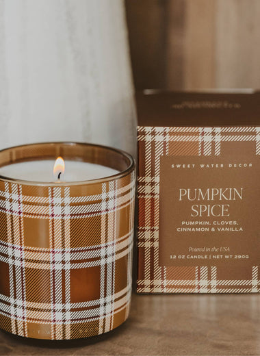 Pumpkin Spice Plaid Soy Candle - 12oz
