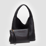 Tiara Woven Hobo Tote Bag With Pouch - Khaki