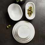 White Marble Footed Tray - 12"