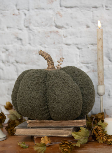 8" Dark Green Boucle Pumpkin