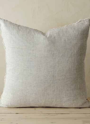 24x24 Lina Linen Pillow - Grey Stripe