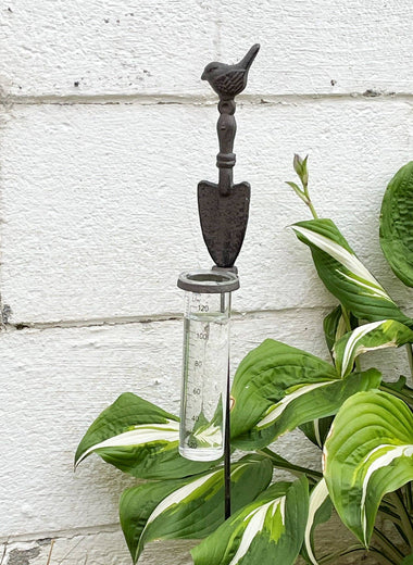 Rain Gauge Garden Stake With Bird