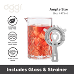 Cocktail Mixing Glass & Strainer Set