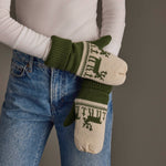 Olive & Beige Deer Patterned Mittens
