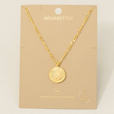 Clam Shell Coin Pendant Necklace - Gold