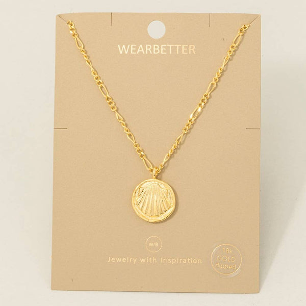 Clam Shell Coin Pendant Necklace - Gold – Linen & Clove