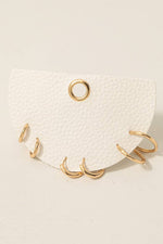 Dainty Metallic Hoop Earrings Set - Gold