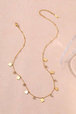 Mini Clover and Rhinestone Necklace - Gold