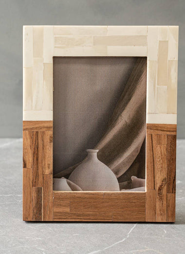 5x7 Half Split Wood & Bone Photo Frame