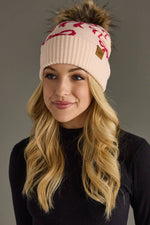 Lt. Pink & Dk. Pink Bow Pom Hat