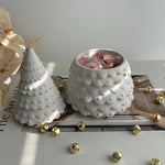 Christmas Tree Candle Pot - Off White, Silver & Gold
