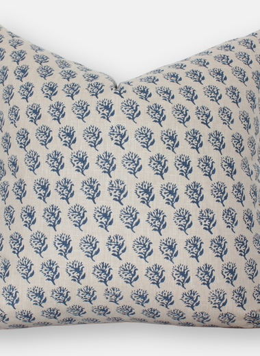 18x18 Indigo Blue Floral Pillow Cover